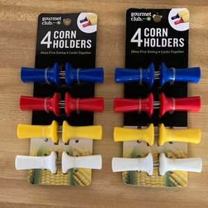 Gourmet Club Corn Holders Sets- Red, Blue, Yellow, White NWOT